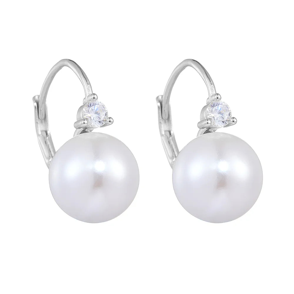 1 Pair Simple Style Commute Color Block Plating Inlay Sterling Silver Pearl 14k Gold Plated Rhodium Plated Drop Earrings