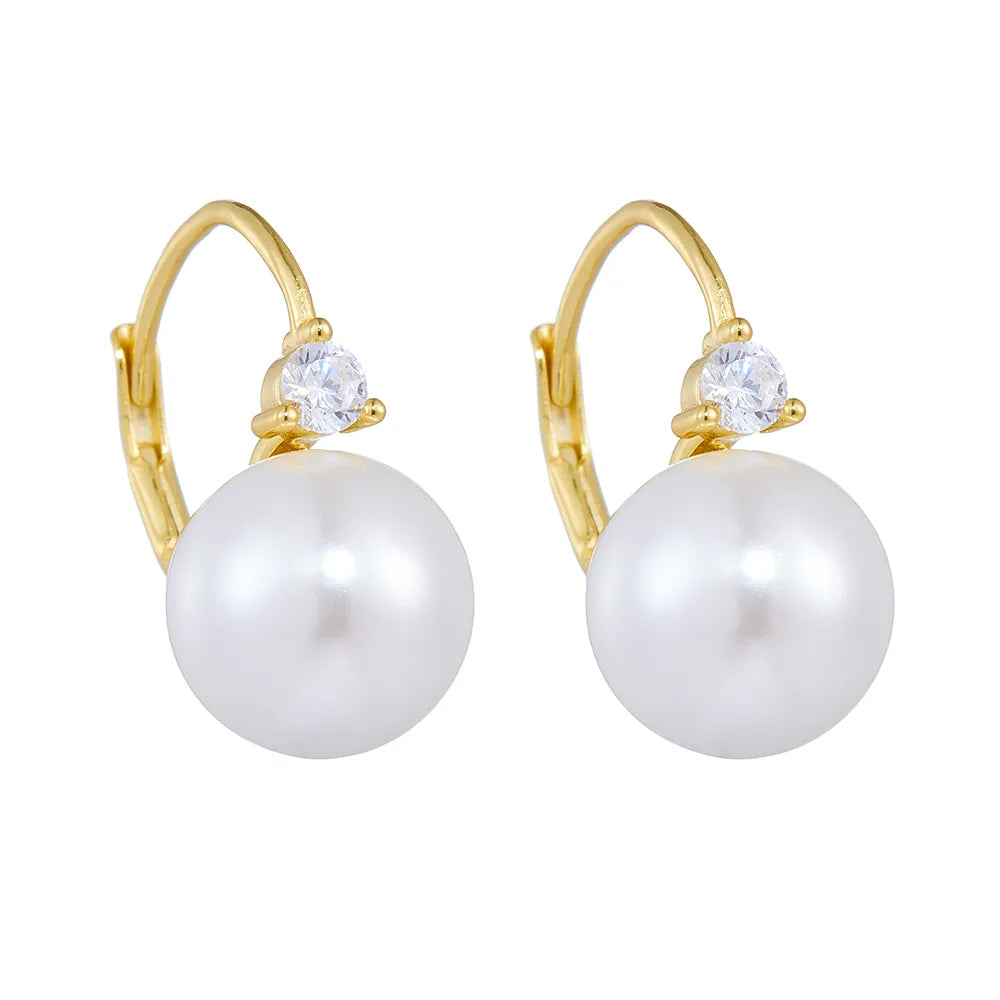 1 Pair Simple Style Commute Color Block Plating Inlay Sterling Silver Pearl 14k Gold Plated Rhodium Plated Drop Earrings