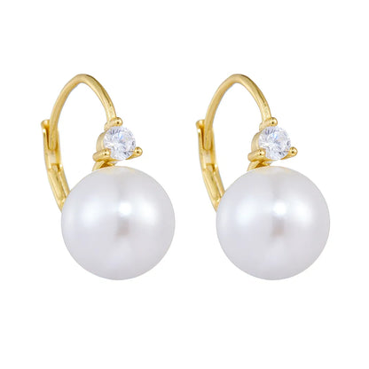 1 Pair Simple Style Commute Color Block Plating Inlay Sterling Silver Pearl 14k Gold Plated Rhodium Plated Drop Earrings