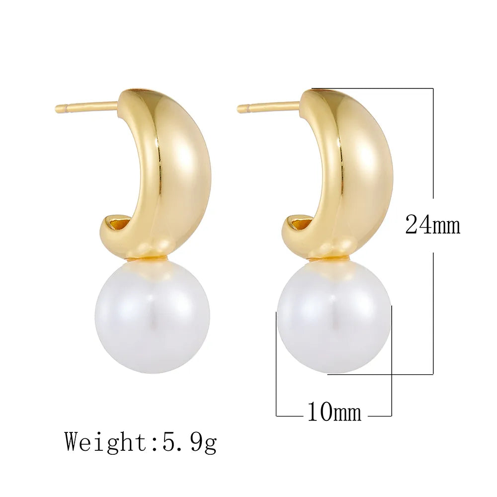 1 Pair Simple Style Commute Color Block Plating Inlay Sterling Silver Pearl 14k Gold Plated Rhodium Plated Ear Studs