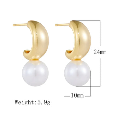 1 Pair Simple Style Commute Color Block Plating Inlay Sterling Silver Pearl 14k Gold Plated Rhodium Plated Ear Studs