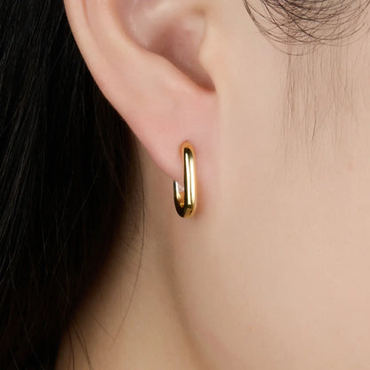 1 Pair Simple Style Commute Color Block Plating Sterling Silver 18k Gold Plated White Gold Plated Earrings