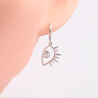 1 Pair Simple Style Commute Eye Inlay Sterling Silver Rhinestones Drop Earrings