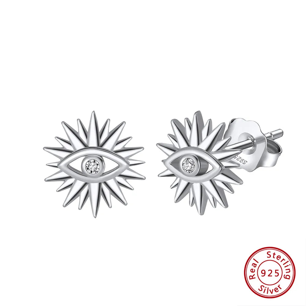 1 Pair Simple Style Commute Eye Plating Inlay Sterling Silver Zircon 14k Gold Plated White Gold Plated Ear Studs