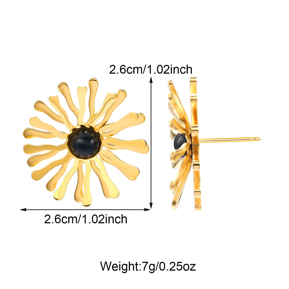 1 Pair Simple Style Commute Flower Inlay 304 Stainless Steel Zircon 18K Gold Plated Ear Studs