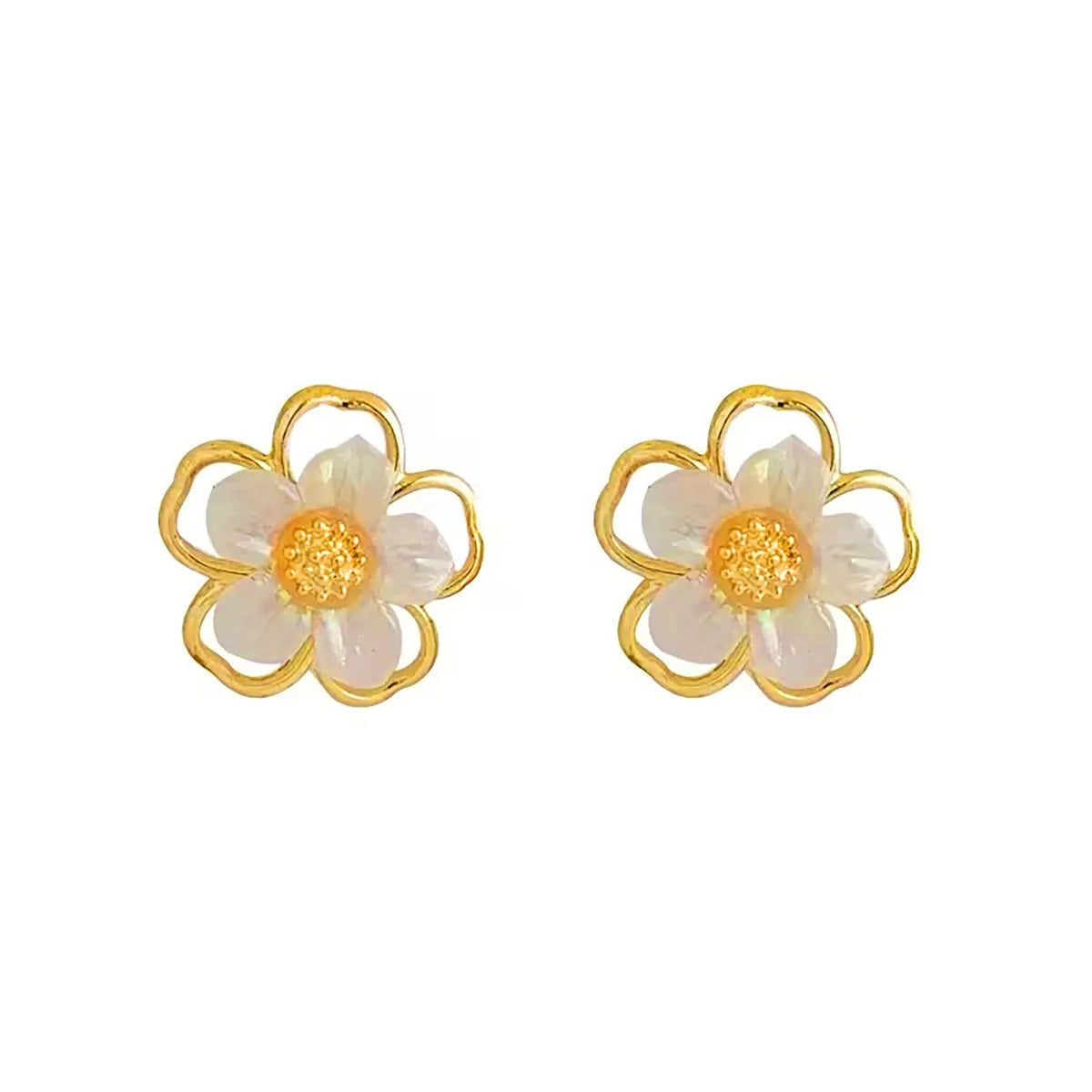 1 Pair Simple Style Commute Flower Plating Copper 18K Gold Plated Ear Studs