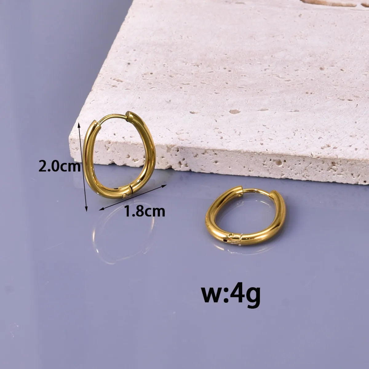 1 Pair Simple Style Commute Geometric 304 Stainless Steel Titanium Steel 18K Gold Plated Earrings