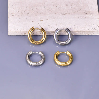 1 Pair Simple Style Commute Geometric 304 Stainless Steel Titanium Steel 18K Gold Plated Earrings