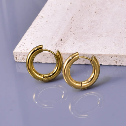 1 Pair Simple Style Commute Geometric 304 Stainless Steel Titanium Steel 18K Gold Plated Earrings