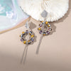 1 Pair Simple Style Commute Geometric Beaded Inlay Artificial Crystal Alloy Rhinestones Pearl Drop Earrings