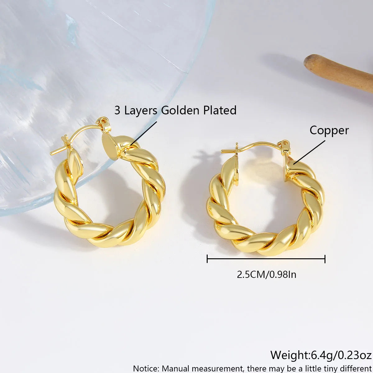 1 Pair Simple Style Commute Geometric Copper 18K Gold Plated Gold Plated Earrings