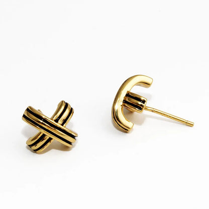 1 Pair Simple Style Commute Geometric Copper Alloy 18K Gold Plated Ear Studs