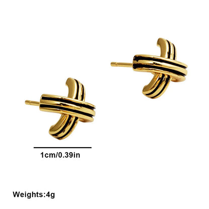 1 Pair Simple Style Commute Geometric Copper Alloy 18K Gold Plated Ear Studs