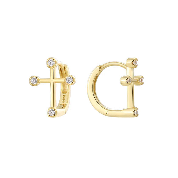 1 Pair Simple Style Commute Geometric Cross Plating Inlay Sterling Silver Zircon Earrings