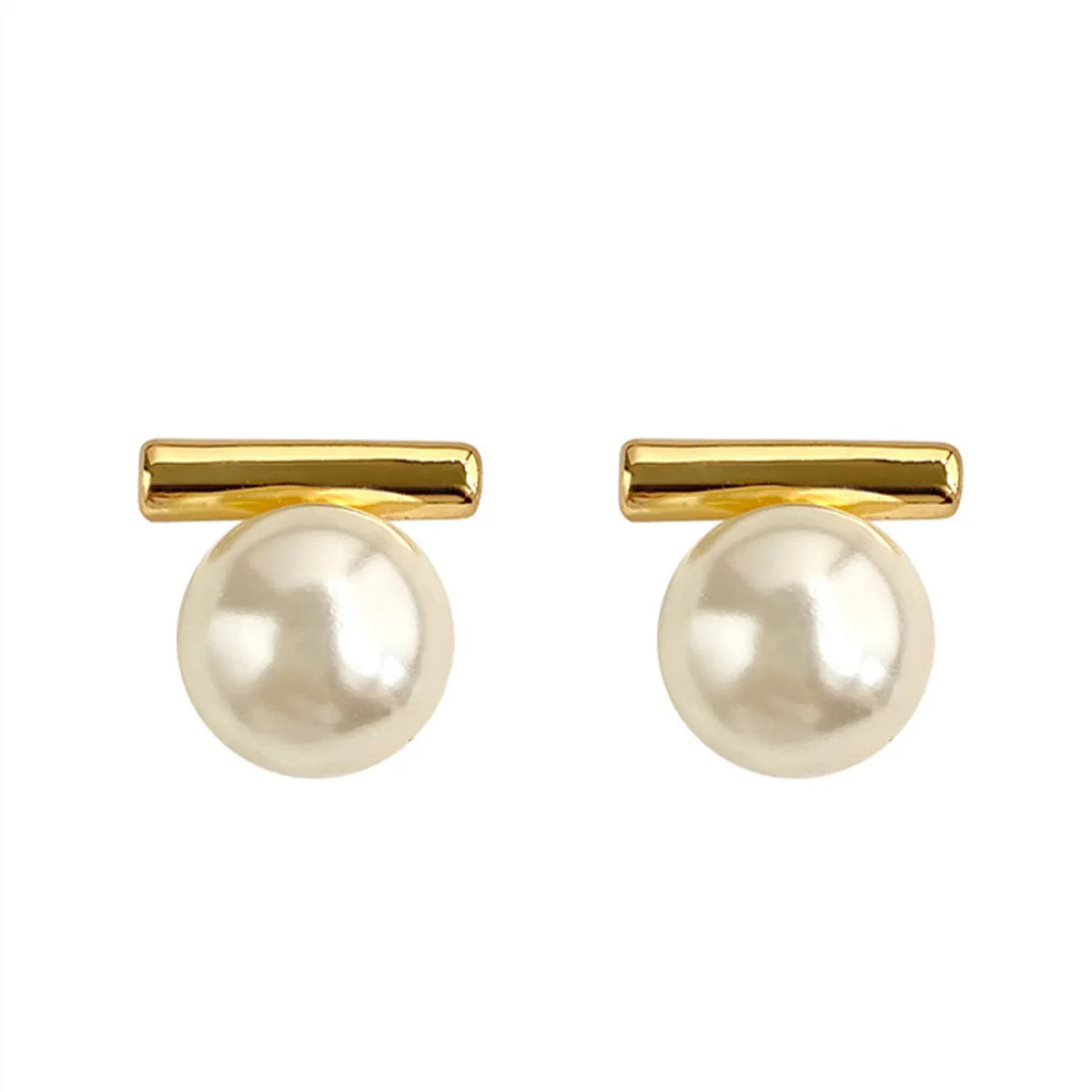 1 Pair Simple Style Commute Geometric Imitation Pearl Alloy Earrings