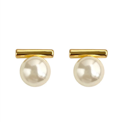 1 Pair Simple Style Commute Geometric Imitation Pearl Alloy Earrings