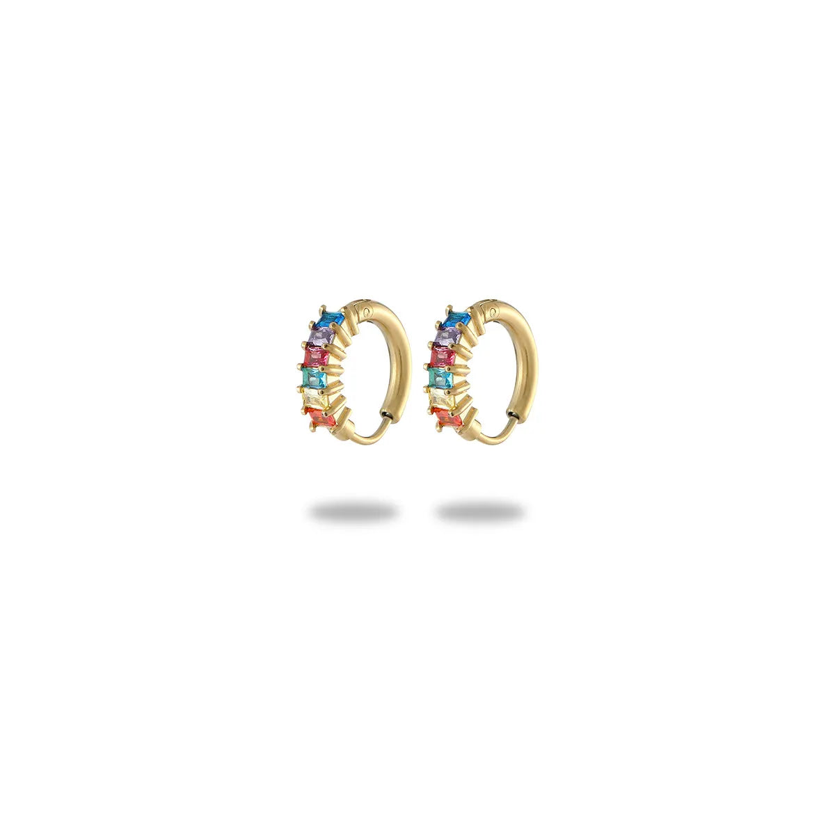 1 Pair Simple Style Commute Geometric Inlay 304 Stainless Steel Zircon 18K Gold Plated Earrings