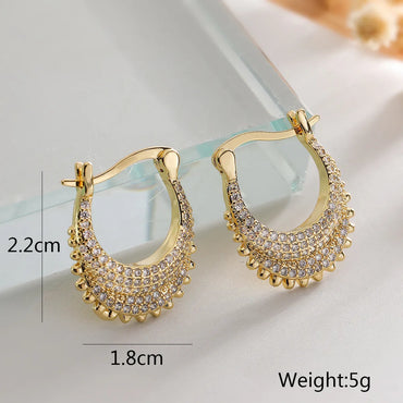 1 Pair Simple Style Commute Geometric Inlay Copper Zircon 18K Gold Plated Earrings Ear Studs