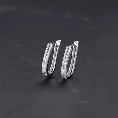 1 Pair Simple Style Commute Geometric Inlay Sterling Silver Zircon K Gold Plated White Gold Plated Earrings