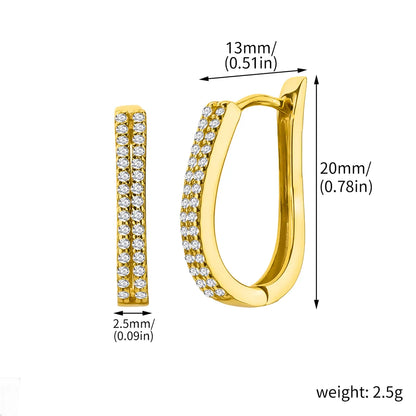 1 Pair Simple Style Commute Geometric Inlay Sterling Silver Zircon K Gold Plated White Gold Plated Earrings