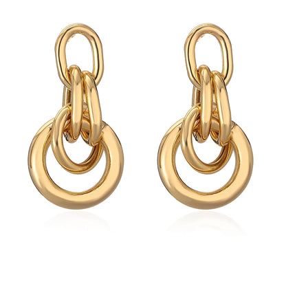 1 Pair Simple Style Commute Geometric Plating Copper 18k Gold Plated Drop Earrings