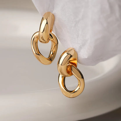 1 Pair Simple Style Commute Geometric Plating Copper 18k Gold Plated Drop Earrings