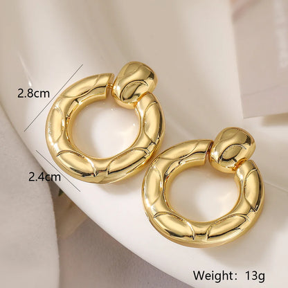 1 Pair Simple Style Commute Geometric Plating Copper 18k Gold Plated Drop Earrings