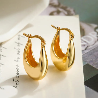 1 Pair Simple Style Commute Geometric Plating Copper 18k Gold Plated Earrings