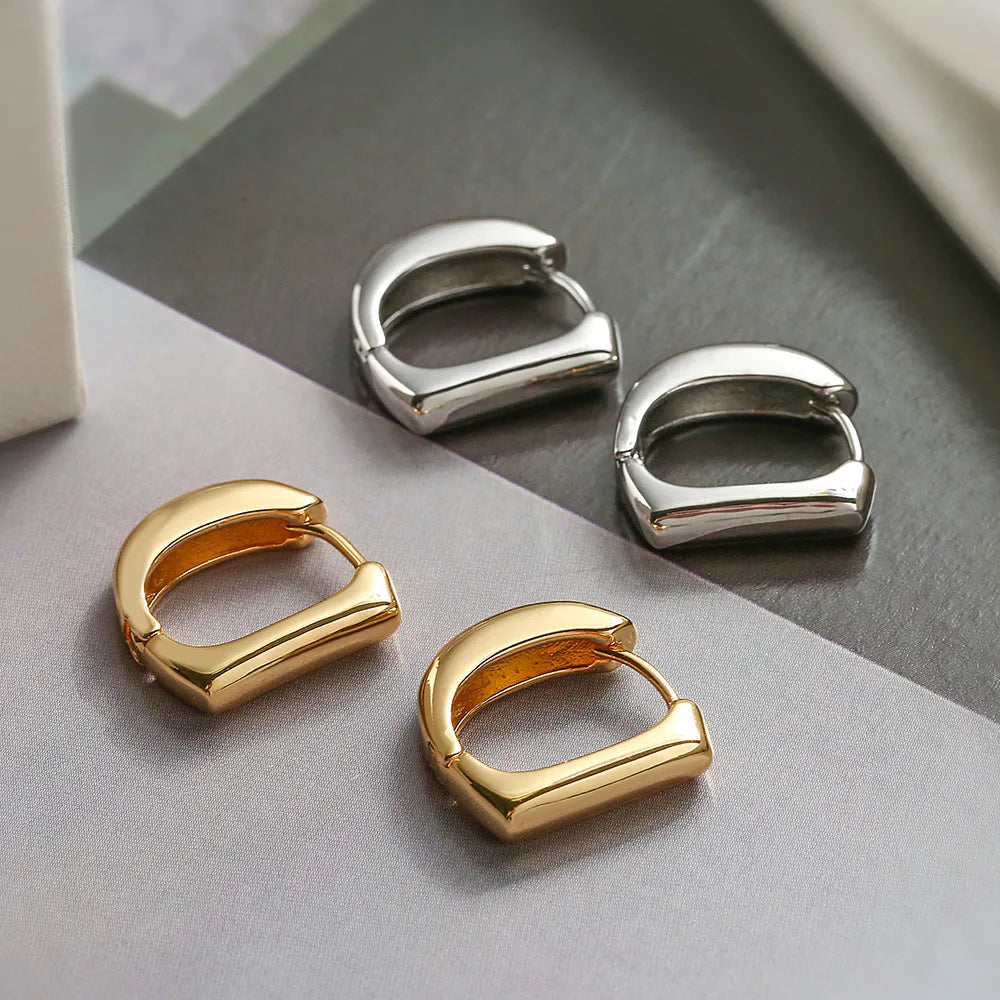 1 Pair Simple Style Commute Geometric Plating Copper 18k Gold Plated Earrings