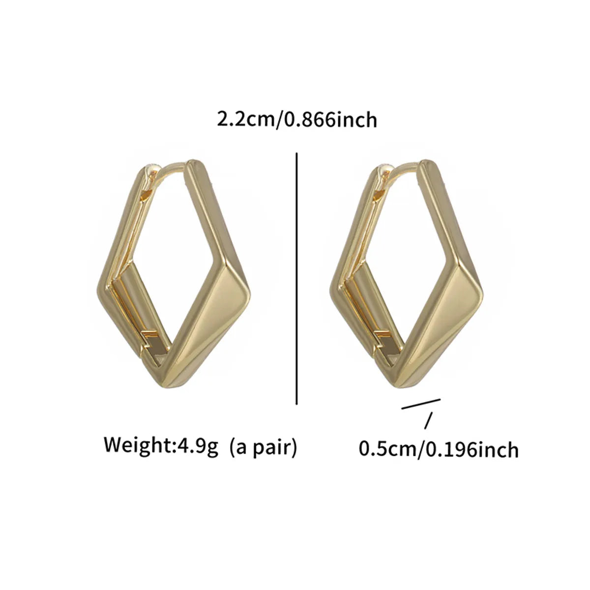 1 Pair Simple Style Commute Geometric Plating Inlay Copper Artificial Gemstones 14K Gold Plated Hoop Earrings