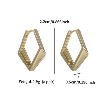 1 Pair Simple Style Commute Geometric Plating Inlay Copper Artificial Gemstones 14K Gold Plated Hoop Earrings