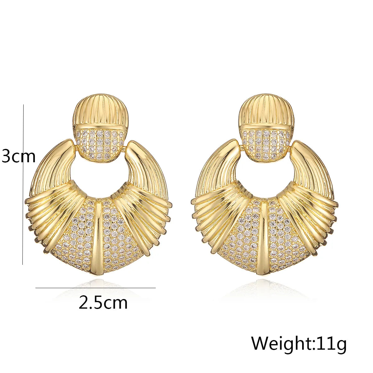 1 Pair Simple Style Commute Geometric Plating Inlay Copper Zircon 18K Gold Plated Drop Earrings