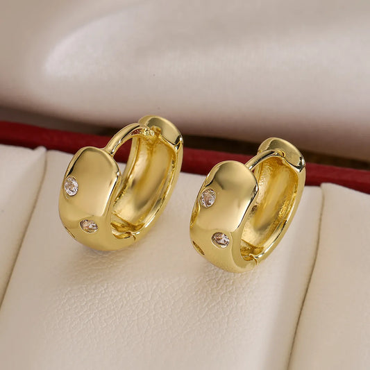 1 Pair Simple Style Commute Geometric Plating Inlay Copper Zircon 18K Gold Plated Hoop Earrings