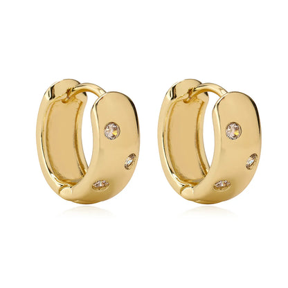 1 Pair Simple Style Commute Geometric Plating Inlay Copper Zircon 18K Gold Plated Hoop Earrings