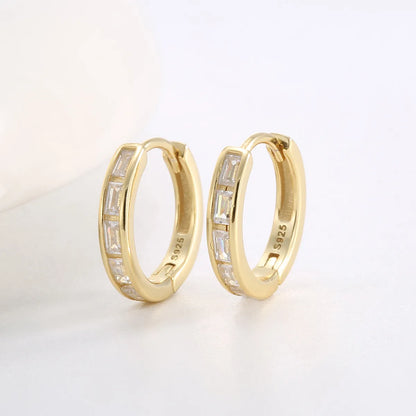 1 Pair Simple Style Commute Geometric Plating Inlay Sterling Silver Zircon Earrings