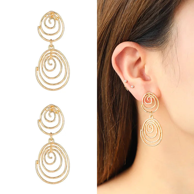 1 Pair Simple Style Commute Geometric Polishing Alloy Drop Earrings