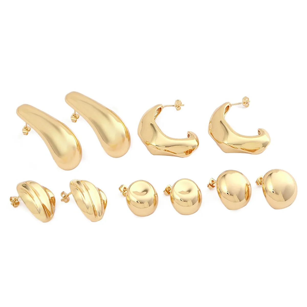 1 Pair Simple Style Commute Geometric Polishing Plating Copper 18k Gold Plated White Gold Plated Ear Studs