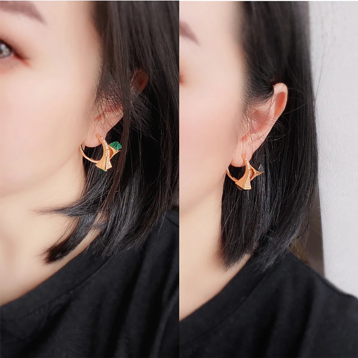 1 Pair Simple Style Commute Geometric Pyramid Inlay Copper Zircon 18K Gold Plated Ear Studs