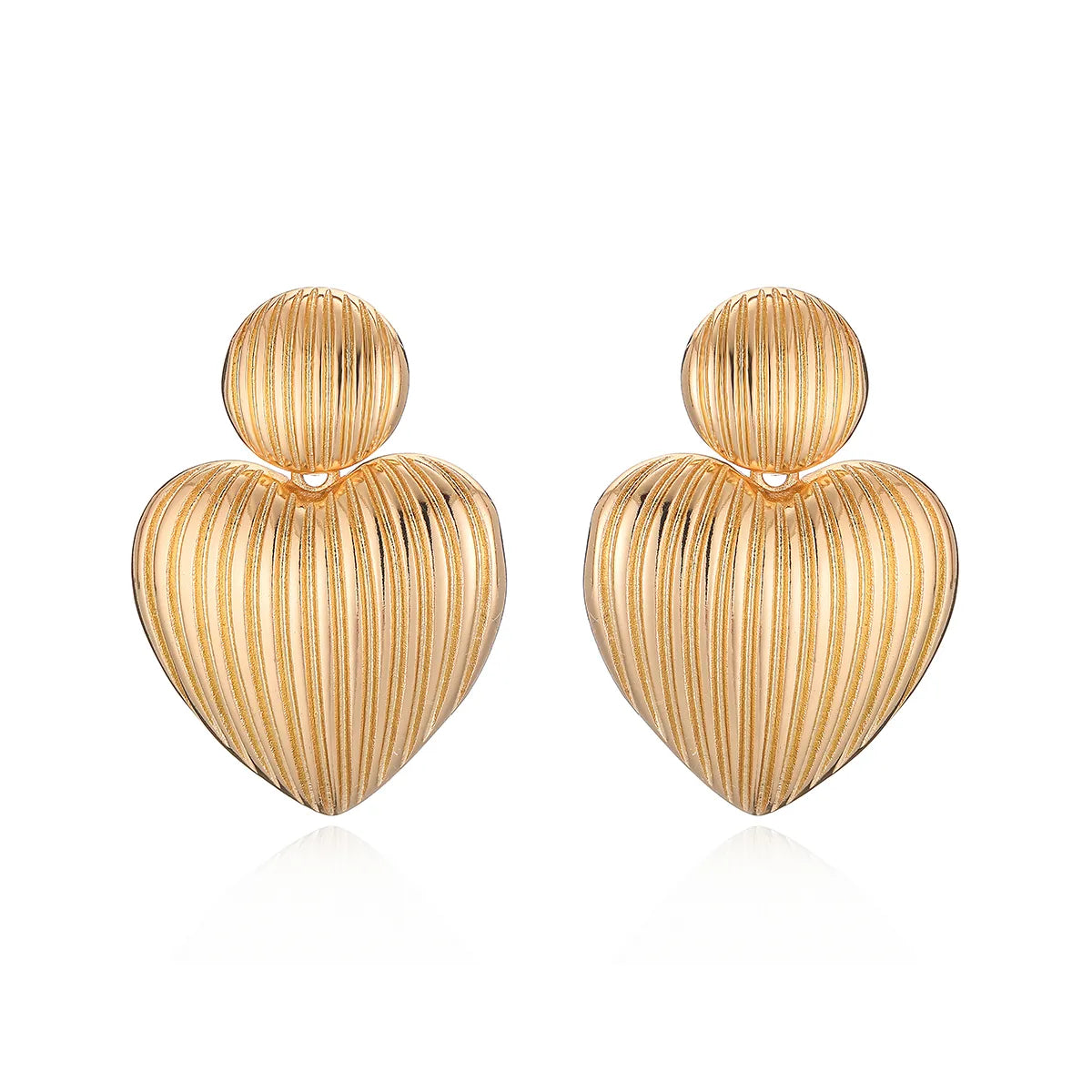 1 Pair Simple Style Commute Geometric Round Dots Heart Shape Copper 18K Gold Plated Drop Earrings