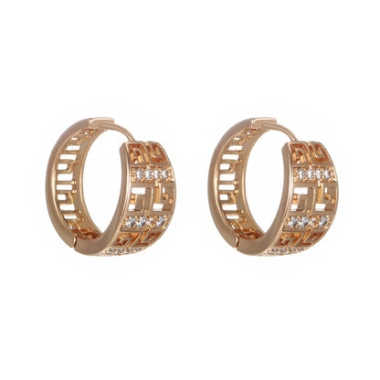 1 Pair Simple Style Commute Geometric Round Plating Inlay Copper Artificial Gemstones 14K Gold Plated Platinum Plated Hoop Earrings