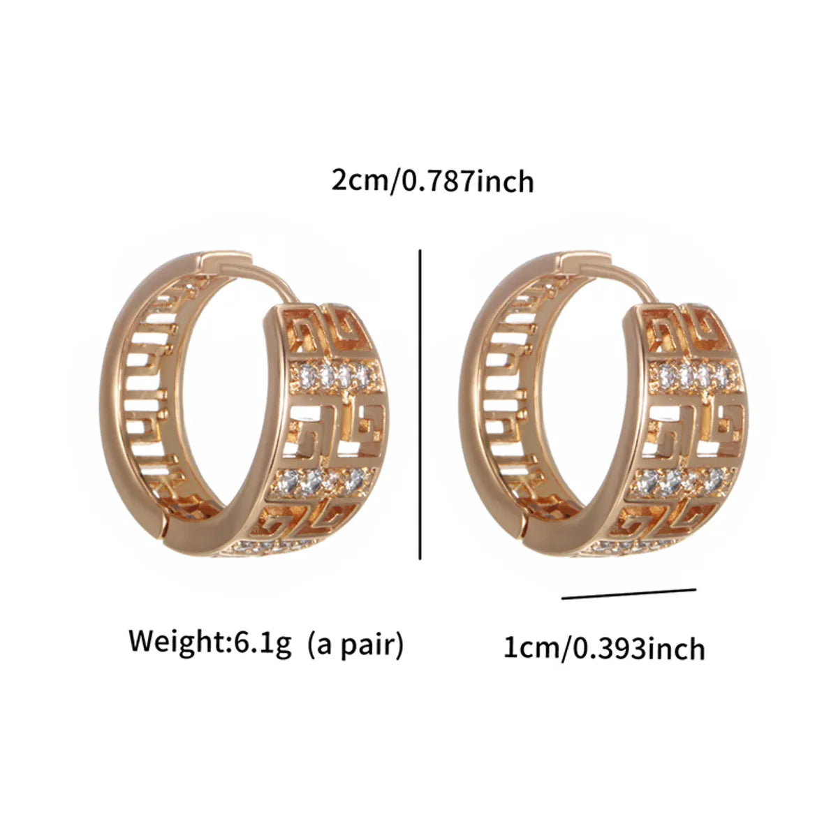 1 Pair Simple Style Commute Geometric Round Plating Inlay Copper Artificial Gemstones 14K Gold Plated Platinum Plated Hoop Earrings