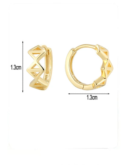 1 Pair Simple Style Commute Geometric Solid Color Plating Sterling Silver 14K Gold Plated Earrings