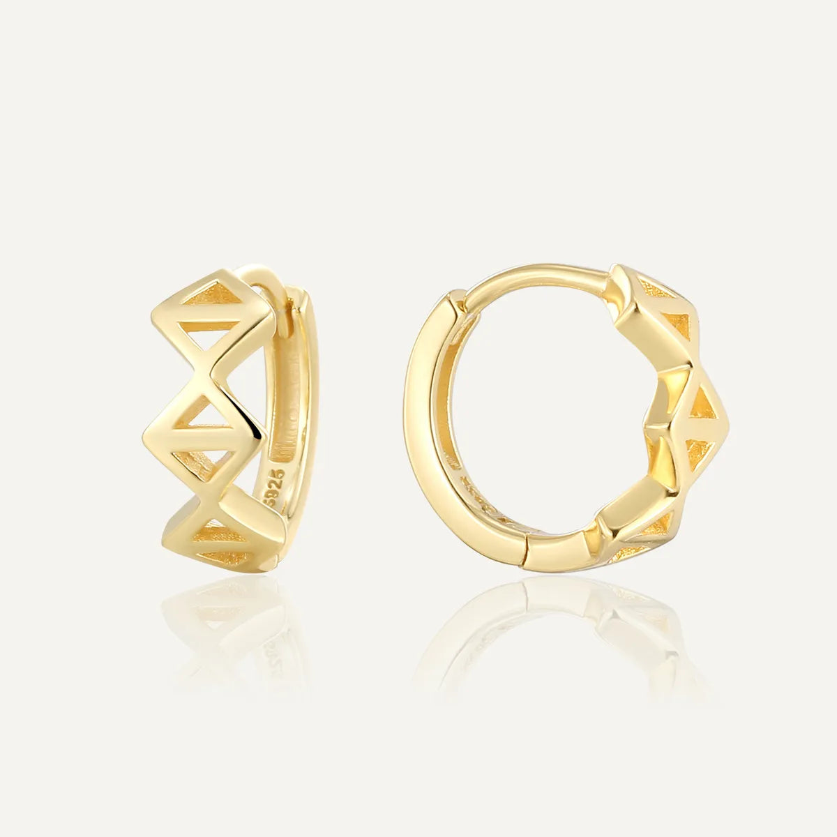 1 Pair Simple Style Commute Geometric Solid Color Plating Sterling Silver 14K Gold Plated Earrings