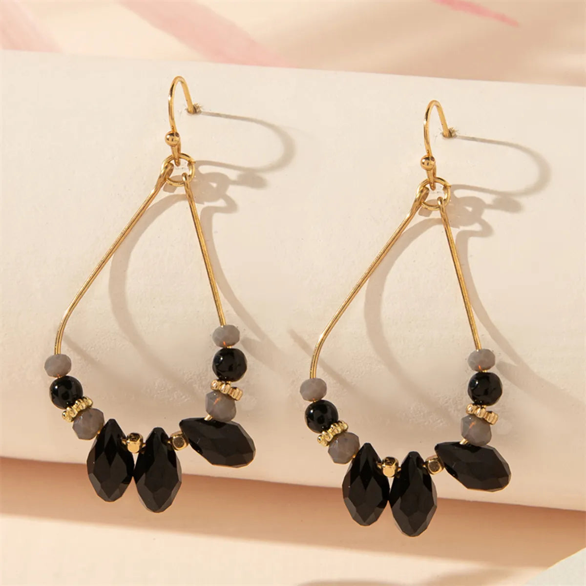 1 Pair Simple Style Commute Geometric Water Droplets Hollow Out Inlay Alloy Artificial Crystal Drop Earrings