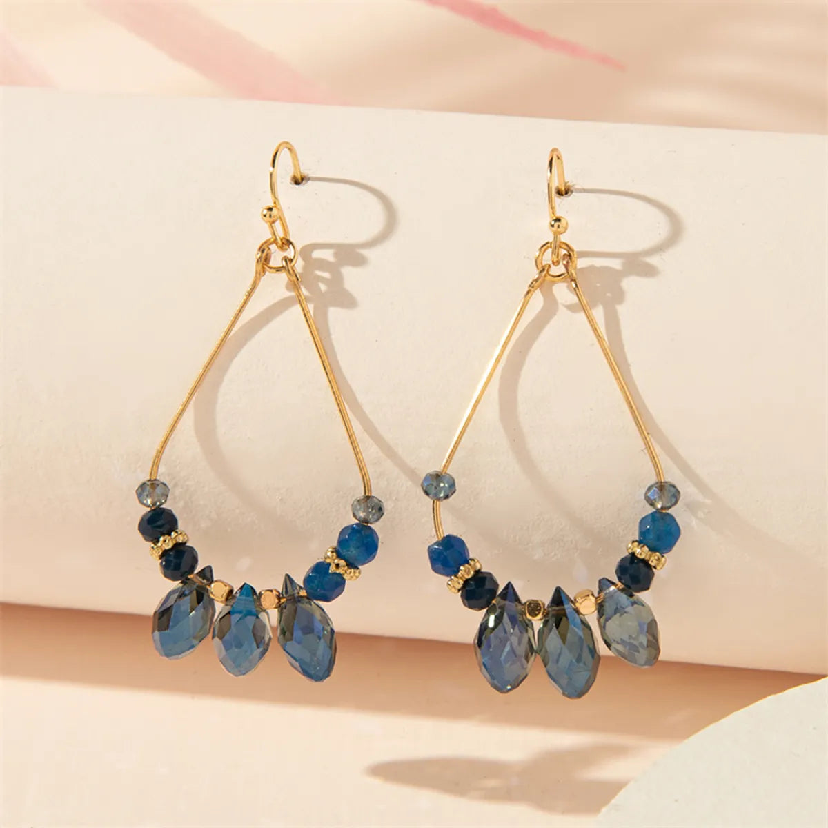 1 Pair Simple Style Commute Geometric Water Droplets Hollow Out Inlay Alloy Artificial Crystal Drop Earrings