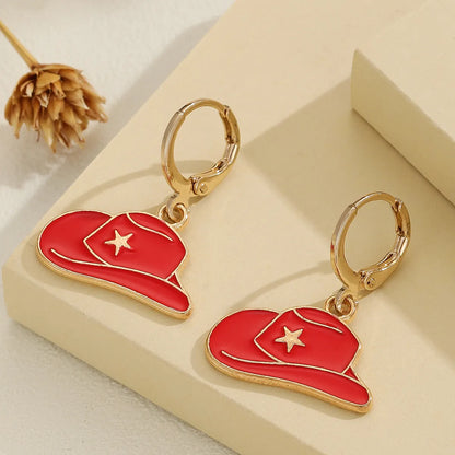 1 Pair Simple Style Commute Hat Enamel Plating Alloy Gold Plated Drop Earrings