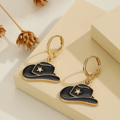 1 Pair Simple Style Commute Hat Enamel Plating Alloy Gold Plated Drop Earrings