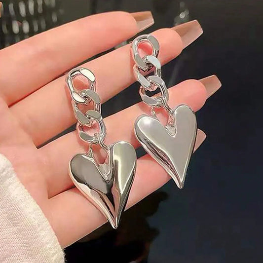 1 Pair Simple Style Commute Heart Shape Alloy Drop Earrings