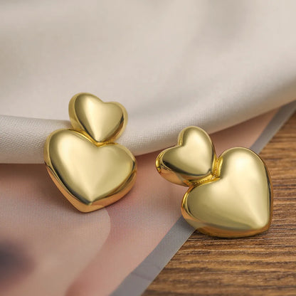 1 Pair Simple Style Commute Heart Shape Copper 18K Gold Plated Ear Studs