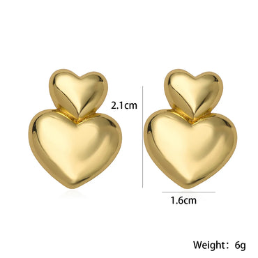 1 Pair Simple Style Commute Heart Shape Copper 18K Gold Plated Ear Studs